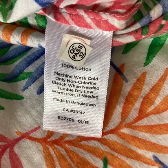 Talbots Petite S Tropical Leaf Print Tunic Top With Tassel Hem - Picture 5 of 12